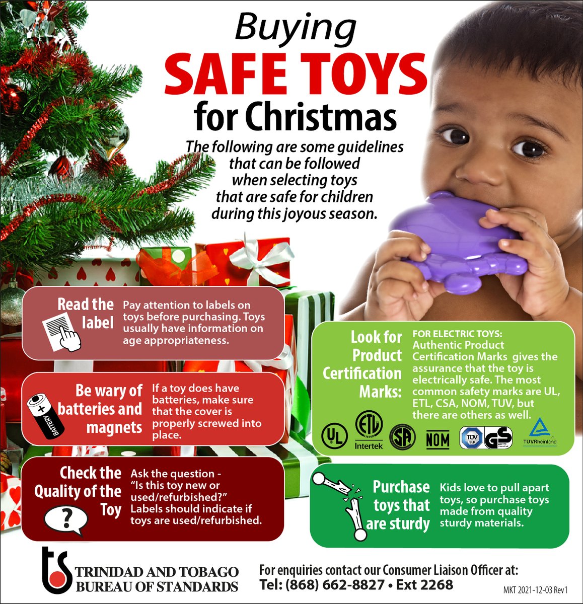 ttchildren_org's tweet photo. Here are some toy safety tips to help guide your purchasing decision this Christmas from the Trinidad and Tobago Bureau of Standards.
#ChildSafety
#ChildProtection
#ParentingTip
#TTChildren
#ChildrensAuthorityTT https://t.co/7hcdxtHYuQ
