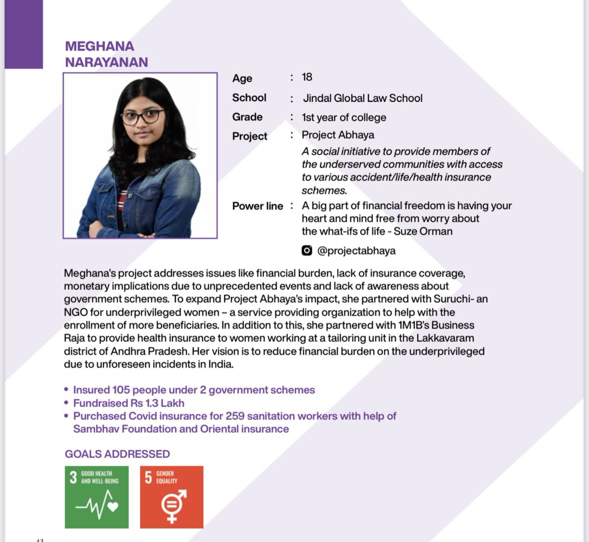 Activate1M1B's tweet photo. #MEGHANANARAYANAN expand Project Abhaya’s impact, she partnered with Suruchi- an NGO for underprivileged women – a service providing organization to help with the enrollment of more beneficiaries.  

#ActivateSummitNYC @ActivateImpact @SDGaction @UNDGC_CSO @ImpactUN #TURNITAROUND https://t.co/kxrL1AQQiW