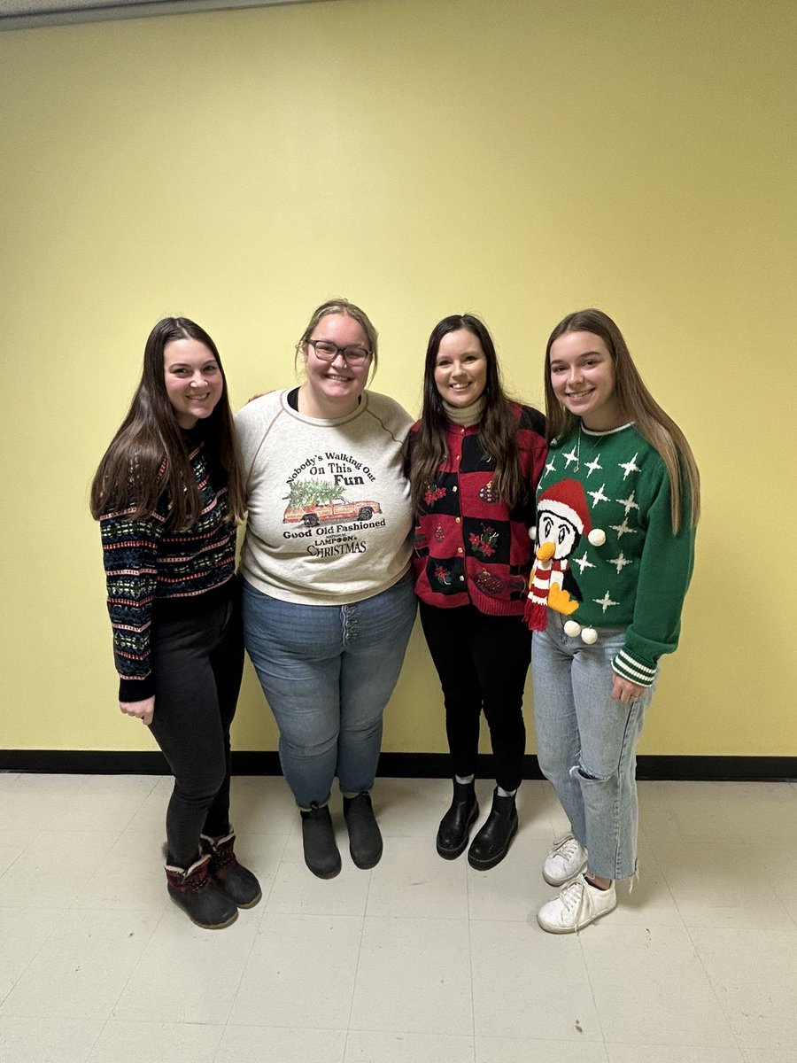 Just a couple of the IP students with their Christmas sweaters. We are ready for the holidays  #mbedchat #tweetthehalls #ict361