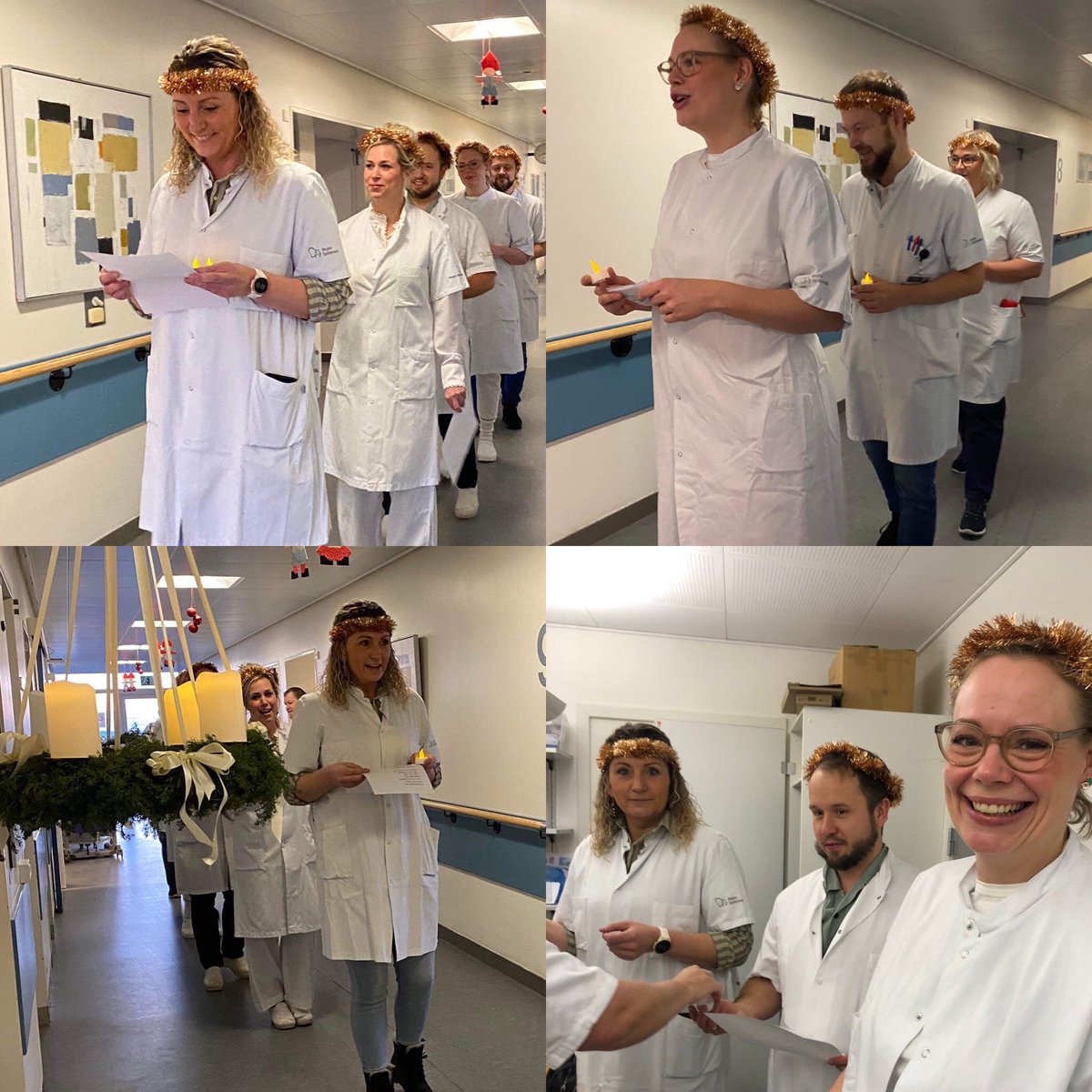 Luciaoptog for patienter og personale🎶🎄

Traditionen tro har vores forskningsenhed i dag gået Luciaoptog i vores sengeafsnit, ambulatoriet og på stabsgangen.

Altid et dejligt indslag for både indlagte patienter og for personalet i afdelingen, der skaber god julestemning🎄😊