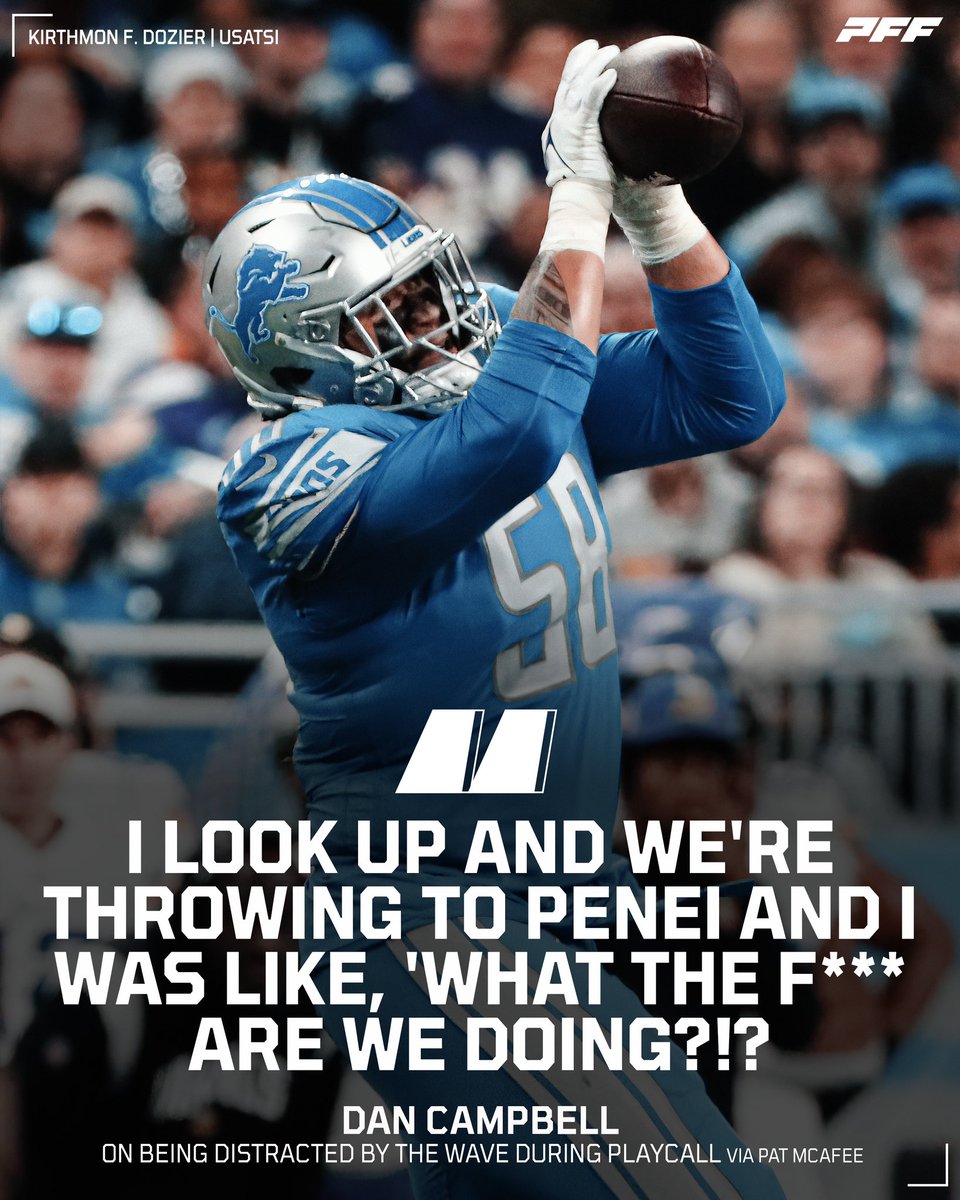 PFF's tweet photo. It’s impossible to root against Dan Campbell 😂 https://t.co/VElGl5srlZ