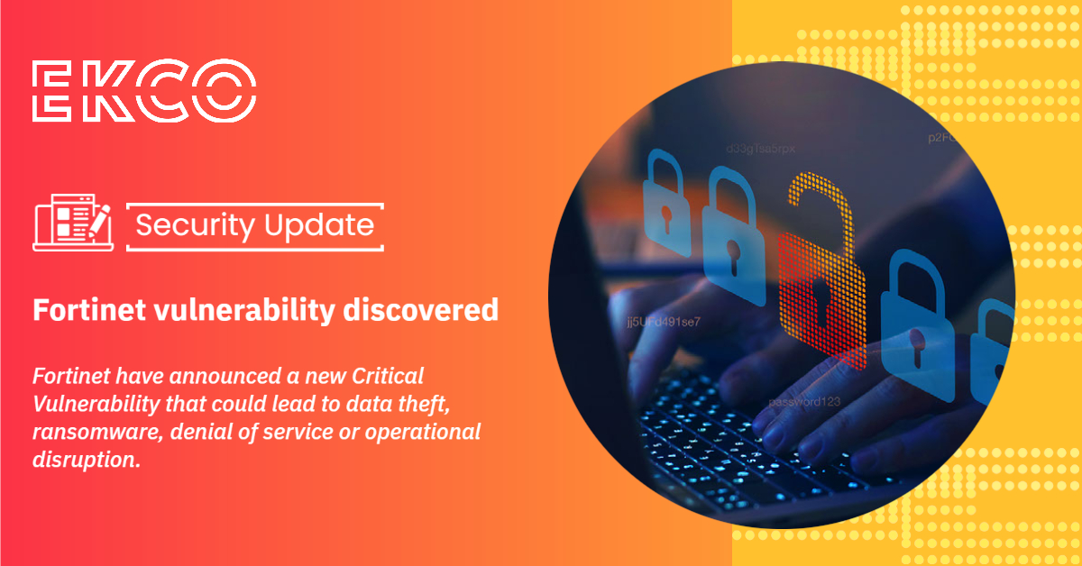 #Fortinet has announced a new #CriticalVulnerability in #FortiOS that could lead to #datatheft, #ransomware, denial of service, or #operationaldisruption. Our #SOC team is monitoring #SIEM tenancies closely to detect any threat activity. Read more at 👉 lnkd.in/eCUptaWT