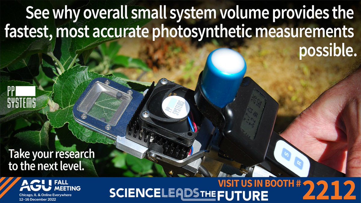 pp_systems's tweet photo. Interested in fast, accurate data from a high-level #PortablePhotosynthesis System you can carry entirely in one hand? Stop by for a demo of the CIRAS-4. See what all the excitement is about! #FarRed #RapidACi #AGU22 #ElevateYourResearch @theAGU @AGUbiogeo #SmallSystemVolume https://t.co/ZVKAMSRQNb