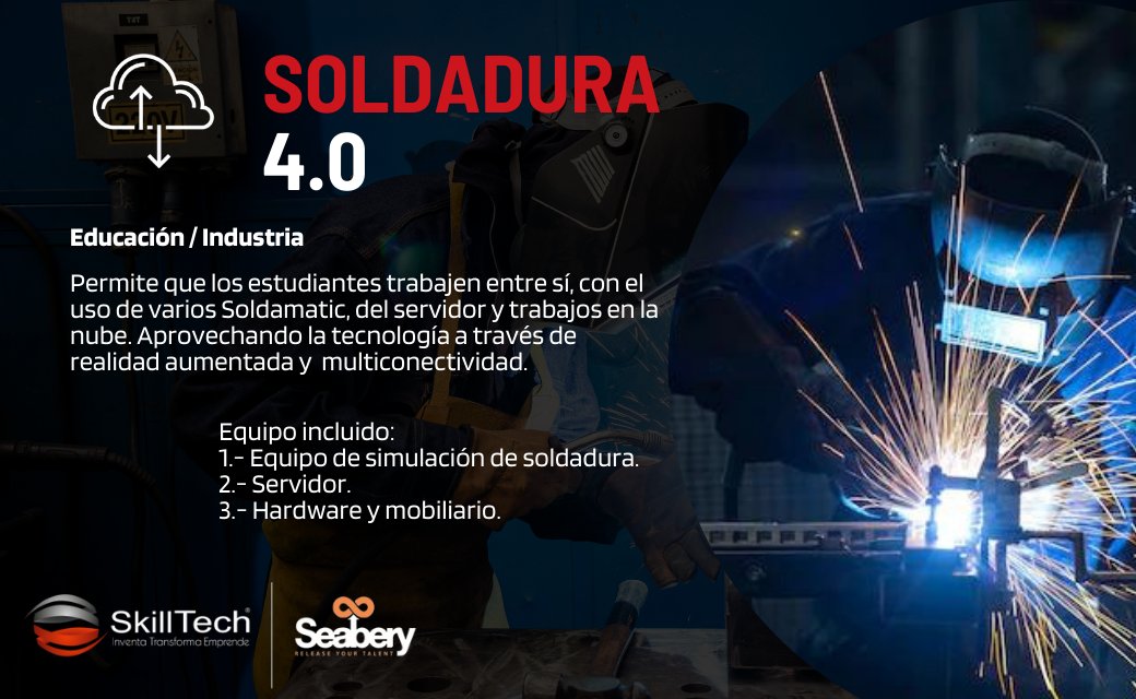 SkillTechmx's tweet image. SkillTech ofrece una solución que permite a los alumnos aprender, a través de un laboratorio de soldadura con tecnología de punta. Podrán realizar simulaciones y prácticas en tiempo real.

#seabery #soldadura #simulación #prácticas  #educación #industria #tecnología #soldadura40
