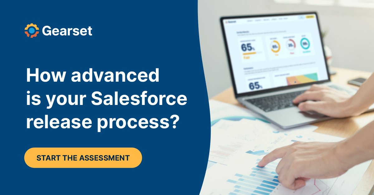 GearsetHQ's tweet image. How advanced is your Salesforce release pipeline? Benchmark the performance and maturity of your current process in under 10 minutes: grst.co/3t3otsc 

#Salesforce #DevOps #DevOpsMaturity