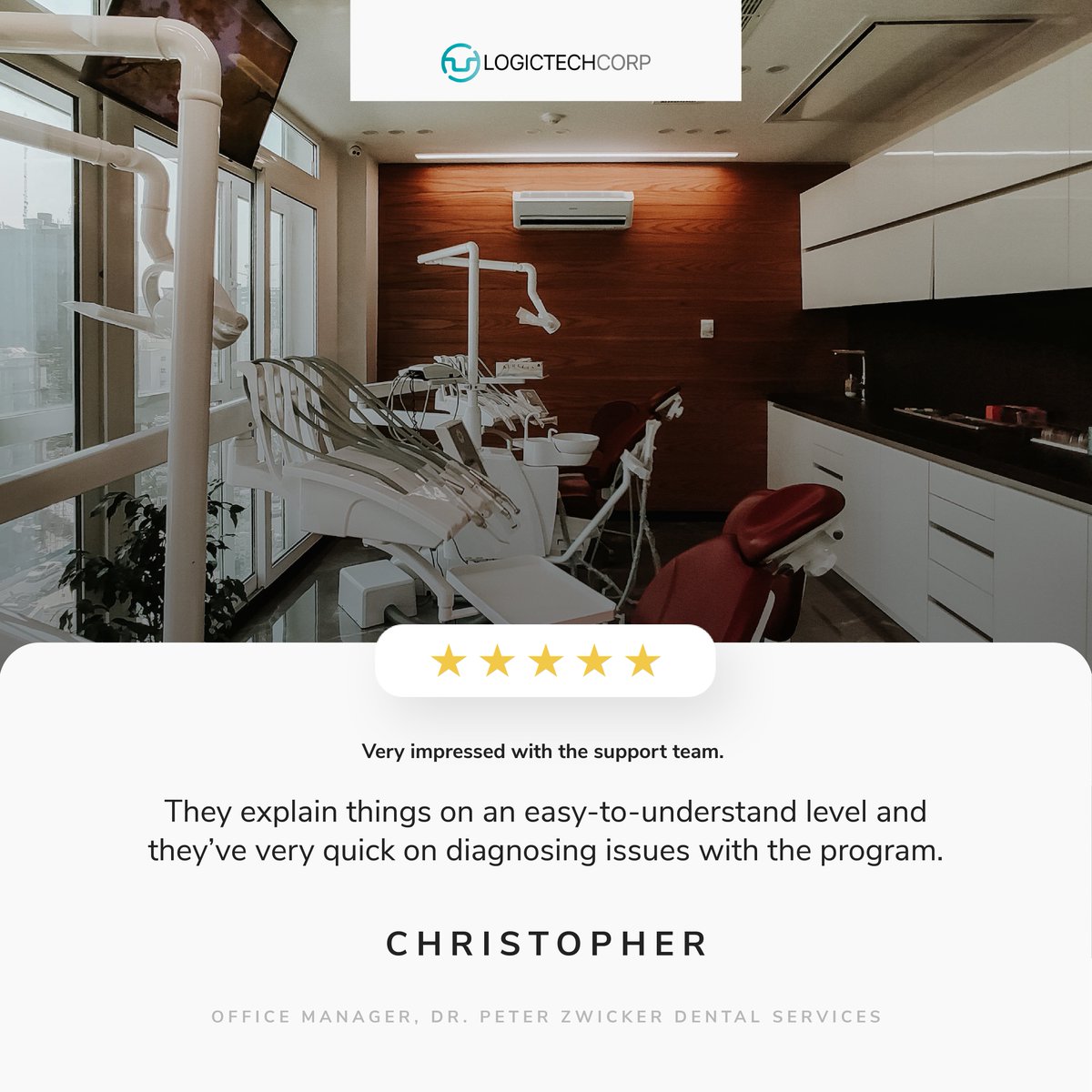 LogicTechCorp's tweet image. Thank you Christopher for your feedback. We allocate systems to ease the office and provide quick solutions. Our goal is to encourage efficiency and productivity.

#dental #dentalsoftware #technology #logictech #review #holidaywishes #dentist #dentalclinics #dentists