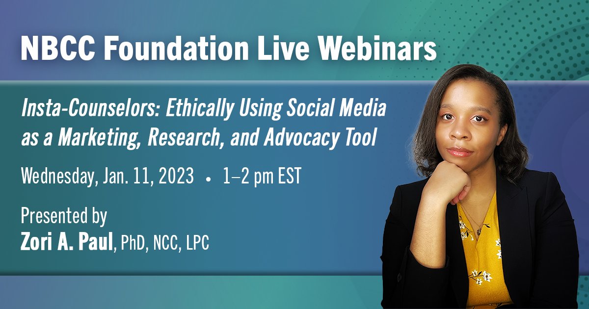 NBCCFoundation's tweet image. Don&apos;t miss our next free webinar for NCCs. Earn 1 continuing education clock hour for attending! 

Register now and join us live on Wednesday, Jan. 11, 2023, from 1–2 pm EST. 

Register at nbccf.org/webinars/upcom…

@ZoriAmber