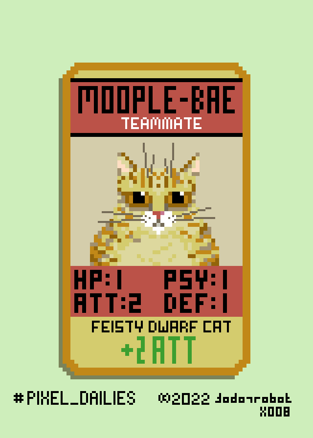 todorrobot's tweet photo. #pixelart #pixelartist #pixel_dailies #cardart #cardgame #gameart #gamedev #indiedev #gameartist #gamedesign #adhddev #pixel_art #ArtistOnTwitter @Pixel_Dailies #Nightsky #dwarf #moops #mycat #CatsOfTwitter Lil Moops, a powerful mini-sausage https://t.co/PZzJ4glQ2A