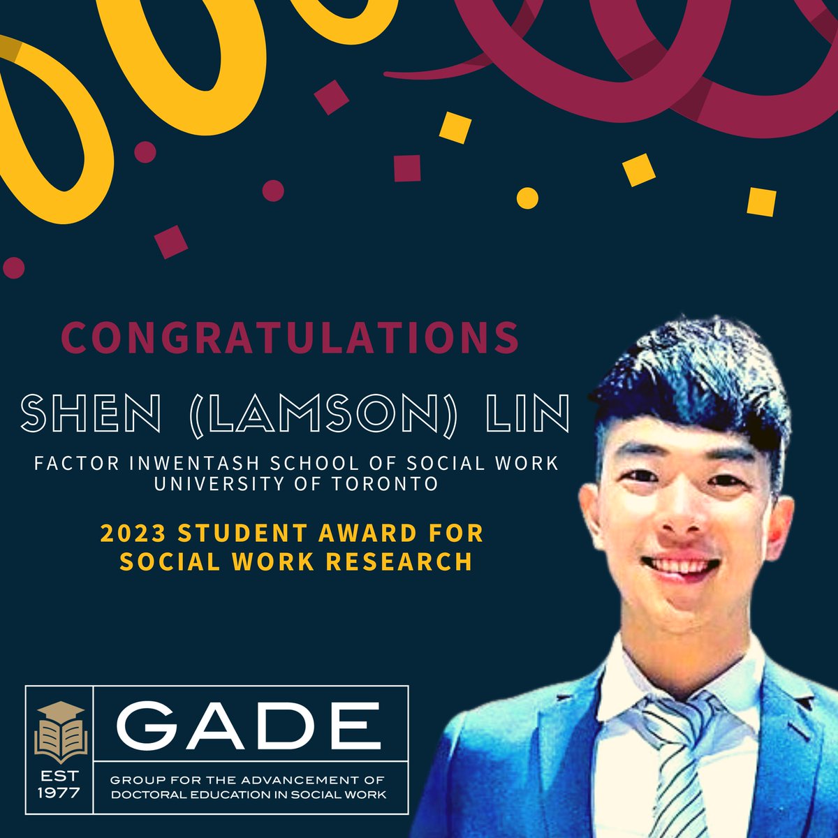 GADESocialWork's tweet photo. Congratulations to Shen (Lamson) Lin from @UofT_FIFSW for being named the recipient of the 2023 Student Award for Social Work Research! 🎉 Read more at: https://t.co/3bF5ktbD4z https://t.co/4Lh374Uvbd
