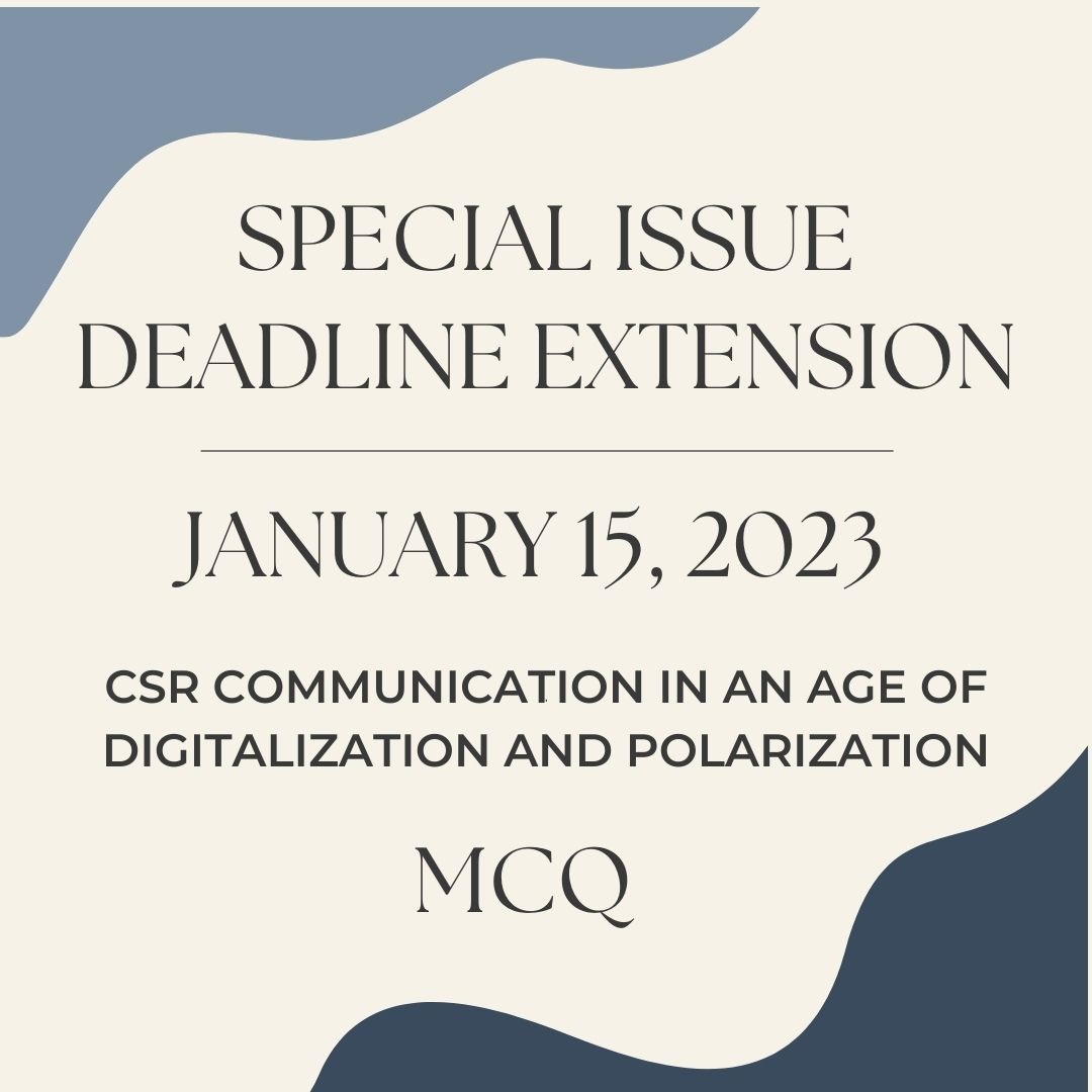 Our special issue deadline has been extended to January 15th! For more information, follow the link: journals.sagepub.com/pb-assets/cmsc… #MCQSage #CSR #OrgComm