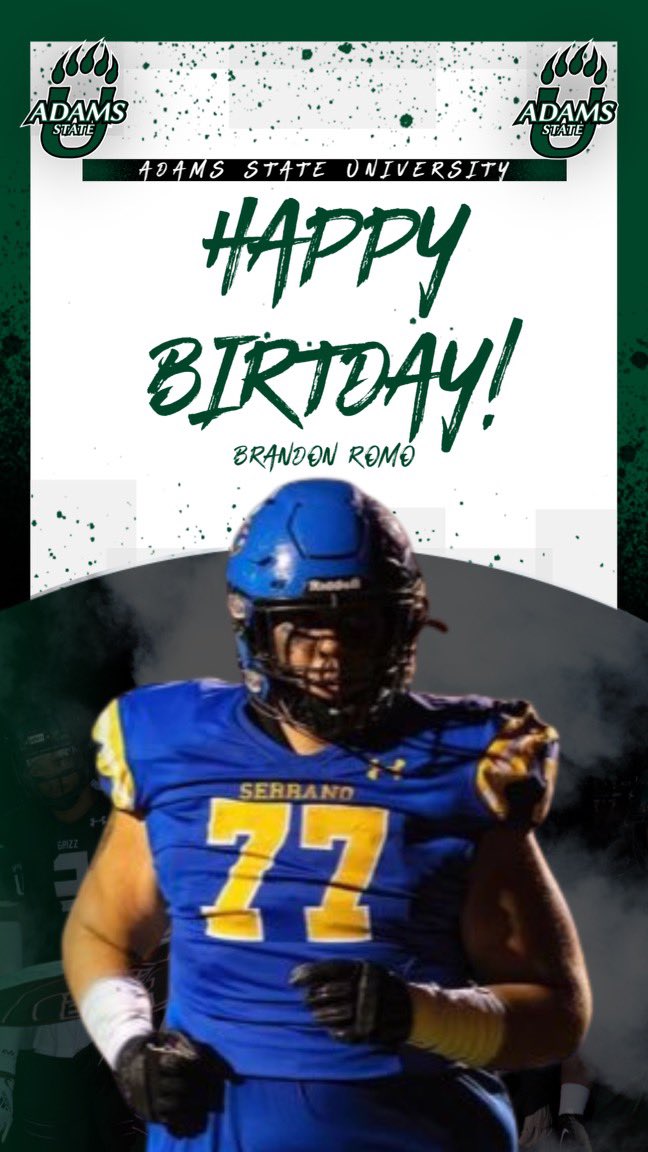 Brandon Romo (@romo_235) on Twitter photo Appreciate the Birthday wishes from <a href="/adamstateFB/">adamsstatefootball</a> and coach <a href="/CoachGerm79/">Coach German Romero-Rosales</a> thank you for the wishes. Appreciate the Birthday wishes from <a href="/adamstateFB/">adamsstatefootball</a> and coach <a href="/CoachGerm79/">Coach German Romero-Rosales</a> thank you for the wishes.