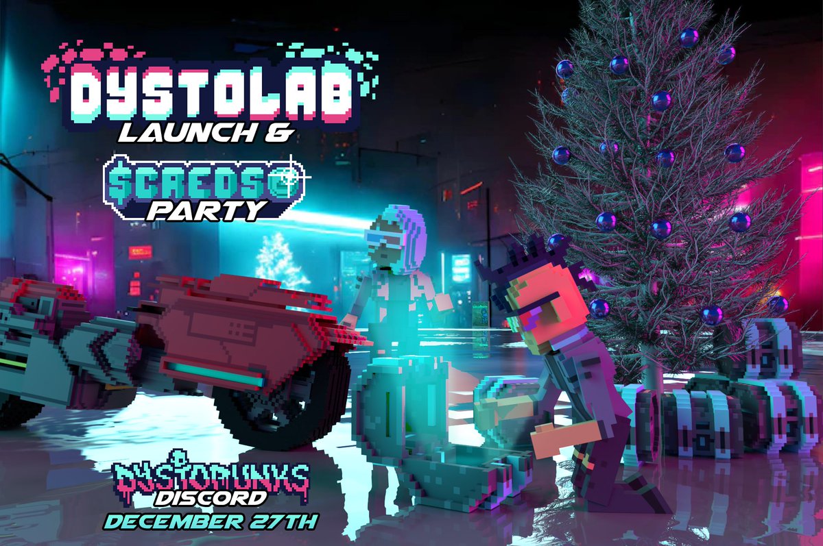 I am pleased to announce the Dystolab launch for December 27th with a huge $CREDS Party🎉

We will have contests, giveaways, games and prizes while we open our precious CRATES!🎁

Like, retweet and comment to win a @DystoPunk + 7 Crates on launch day 🔥 #NFTs #Metaverse