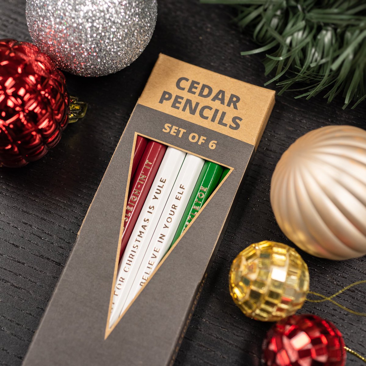 pencilscom's tweet photo. All orders of $20 or more on https://t.co/zOnJYEE6rL will automatically receive a 6-pack of these Holiday Hex Pencils through 12/16. Shop https://t.co/zOnJYEE6rL by 12/14 with standard U.S. shipping and 12/16 with expedited U.S. shipping for estimated delivery by 12/25. https://t.co/H5ulMYWuoX