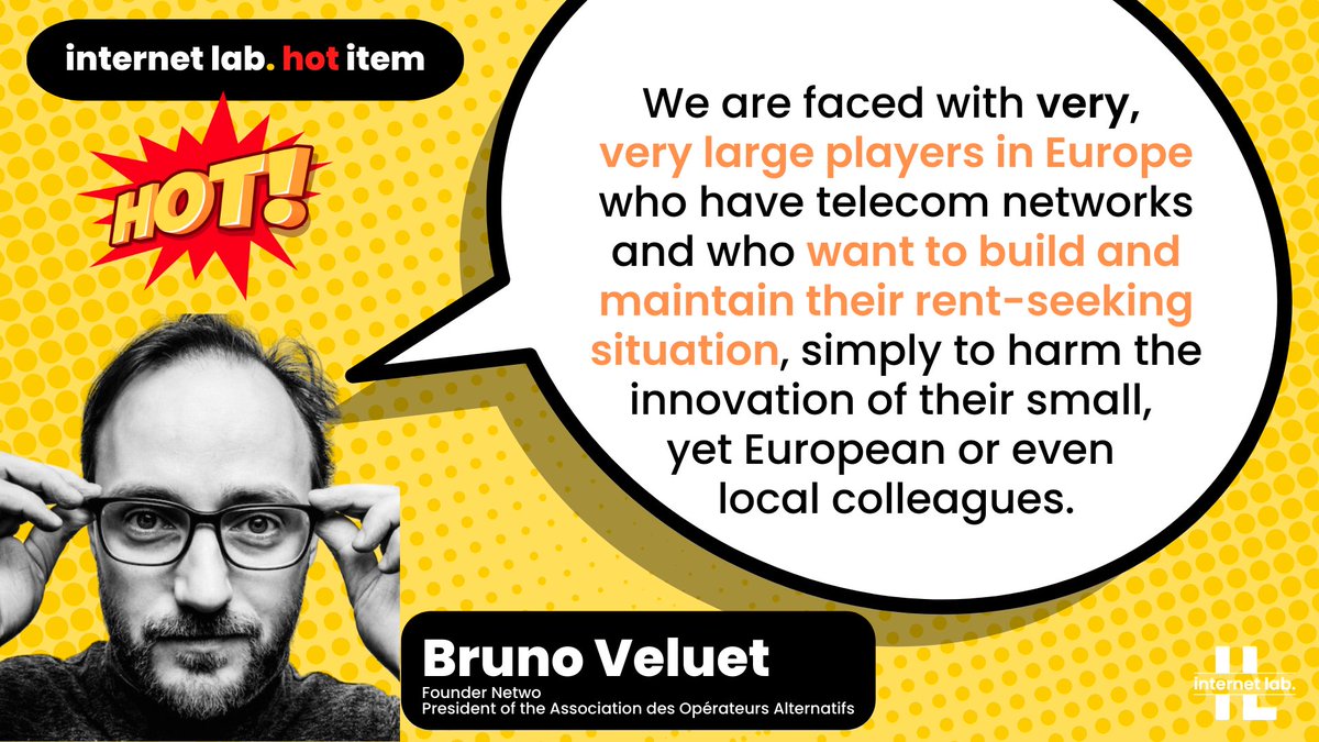 Big Telcos are trying to engage in rent-seeking to the detriment of small innovative 🇪🇺 EU players, <a href="/BrunoVeluet/">Bruno VELUET</a> (<a href="/AotaFr/">AOTA</a>) cautioned in our #FairShare #NetworkFees 'Hot Item' 🔥

📹 youtu.be/9NYUtEUdOAg

#NetworkFees #FairShare #NetNeutrality