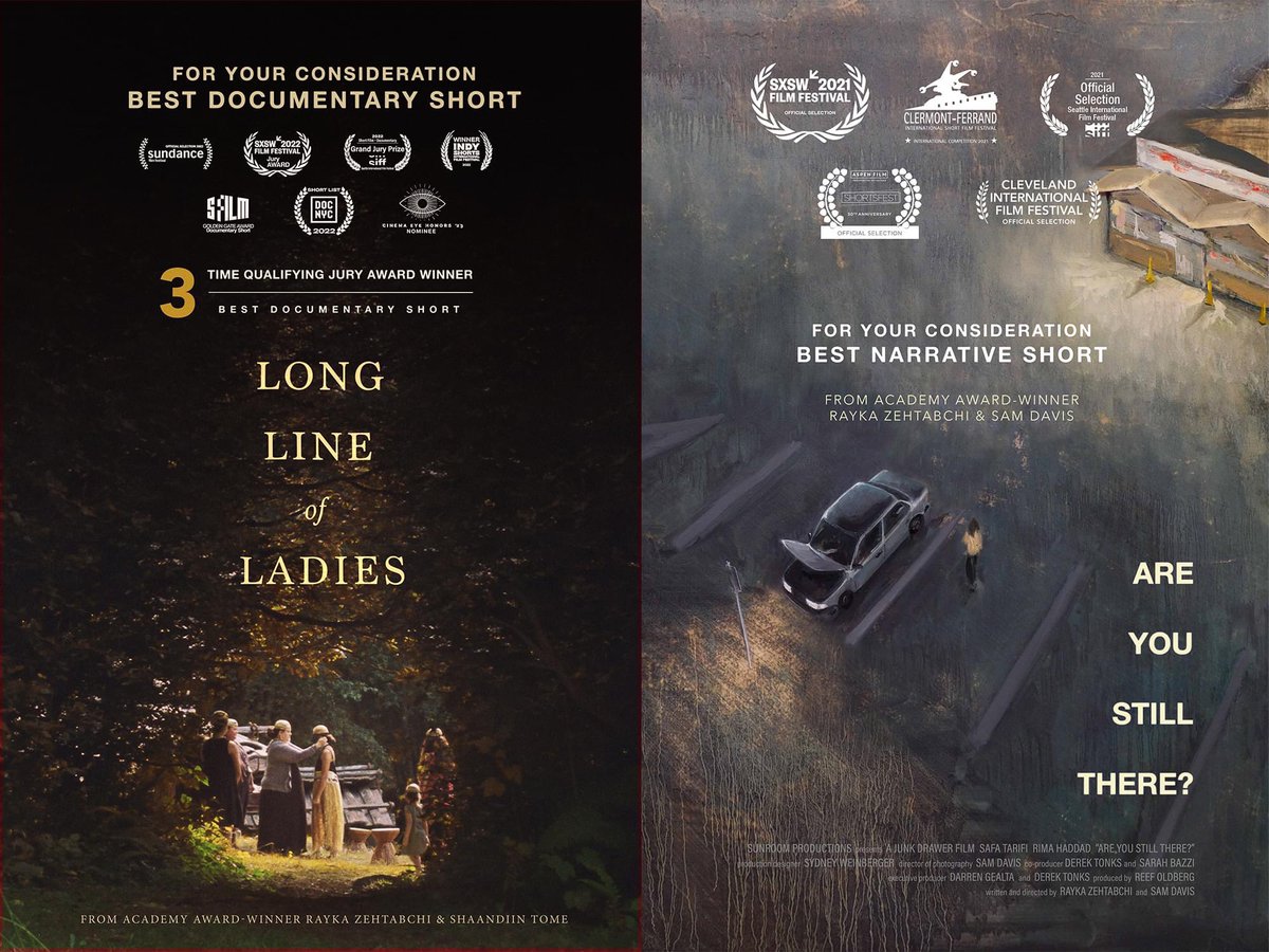 Thankful to have two films in contention this year: Long Line of Ladies in the Doc Short category and Are You Still There? in the Live-Action category. Both contain a piece of my heart ❤️ #fyc