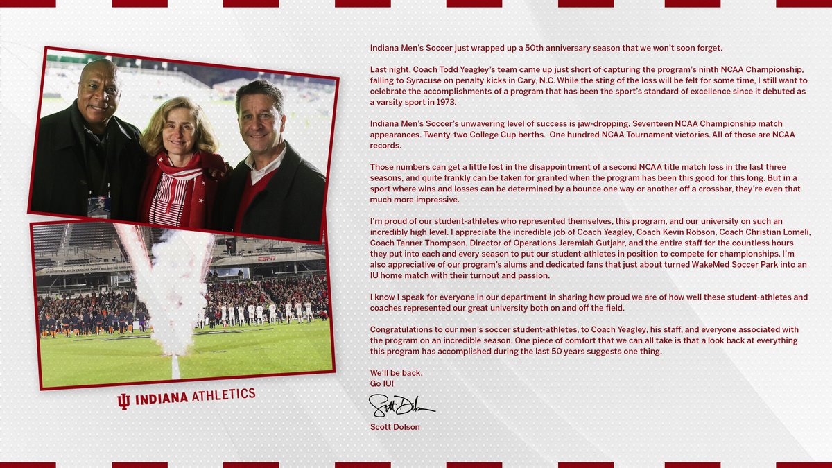 We are incredibly proud of <a href="/IndianaMSOC/">Indiana Men's Soccer</a>.