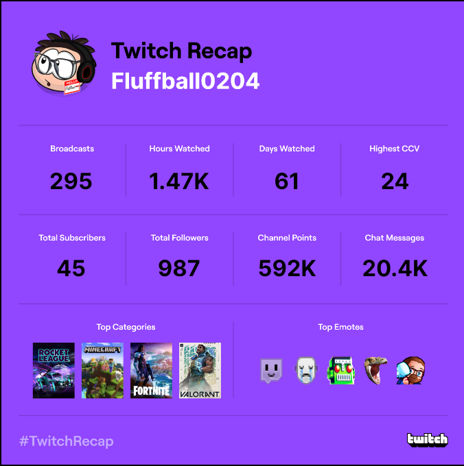Aiming for more broadcasts next year #TwitchRecap