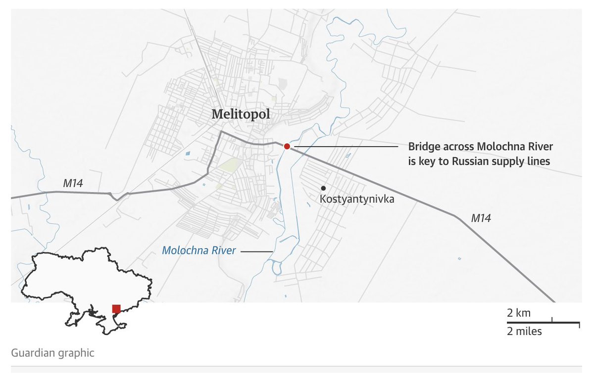 SamRamani2's tweet image. The exact location of Ukraine's bridge strike near Melitopol