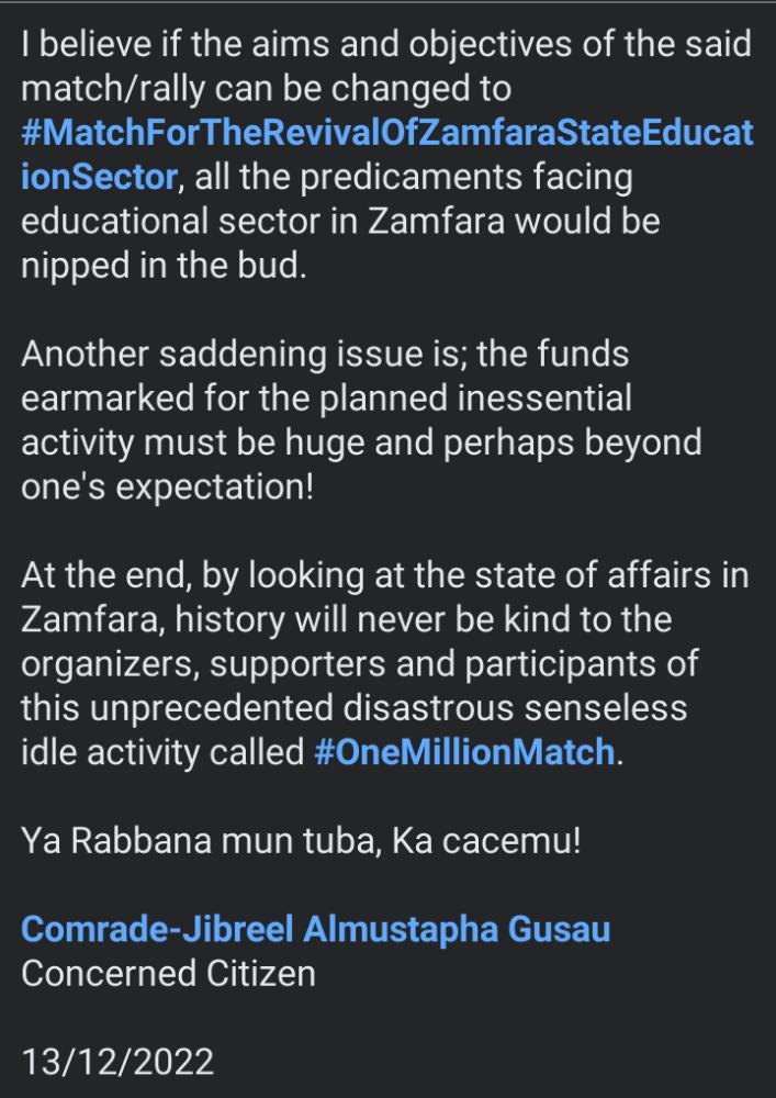 jbgusau's tweet photo. #InSideZamfara #MatchforGovernorMatawalle
THE TREND: 1 Million Youth Solidarity Walk in Support of Seasonal Pertisan Politician(s) in Zamfara State! @Zamfara_state
@Bellomatawalle1
@OfficialAPCNg 
MY WORDS:
👇 👇 👇 https://t.co/AdonxnIw7l