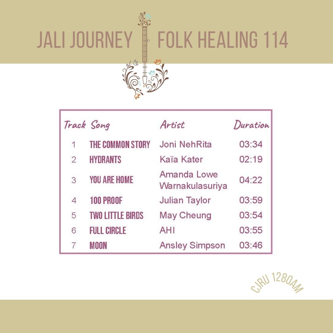 Jali Journey 🪕Folk Healing 114 Wed 6pm ET @CJRU1280 cjru.ca/player 🌿🪕🌿🪕🌿 @folkrecovery storytellers | @joninehrita | Kaïa Kater | Amanda Lowe Warnakulasuriya | @jtaylorband | @maycheungmusic | @AHImusic | @AnsleySMusic #jalijourney #folkrecovery #folkhealing