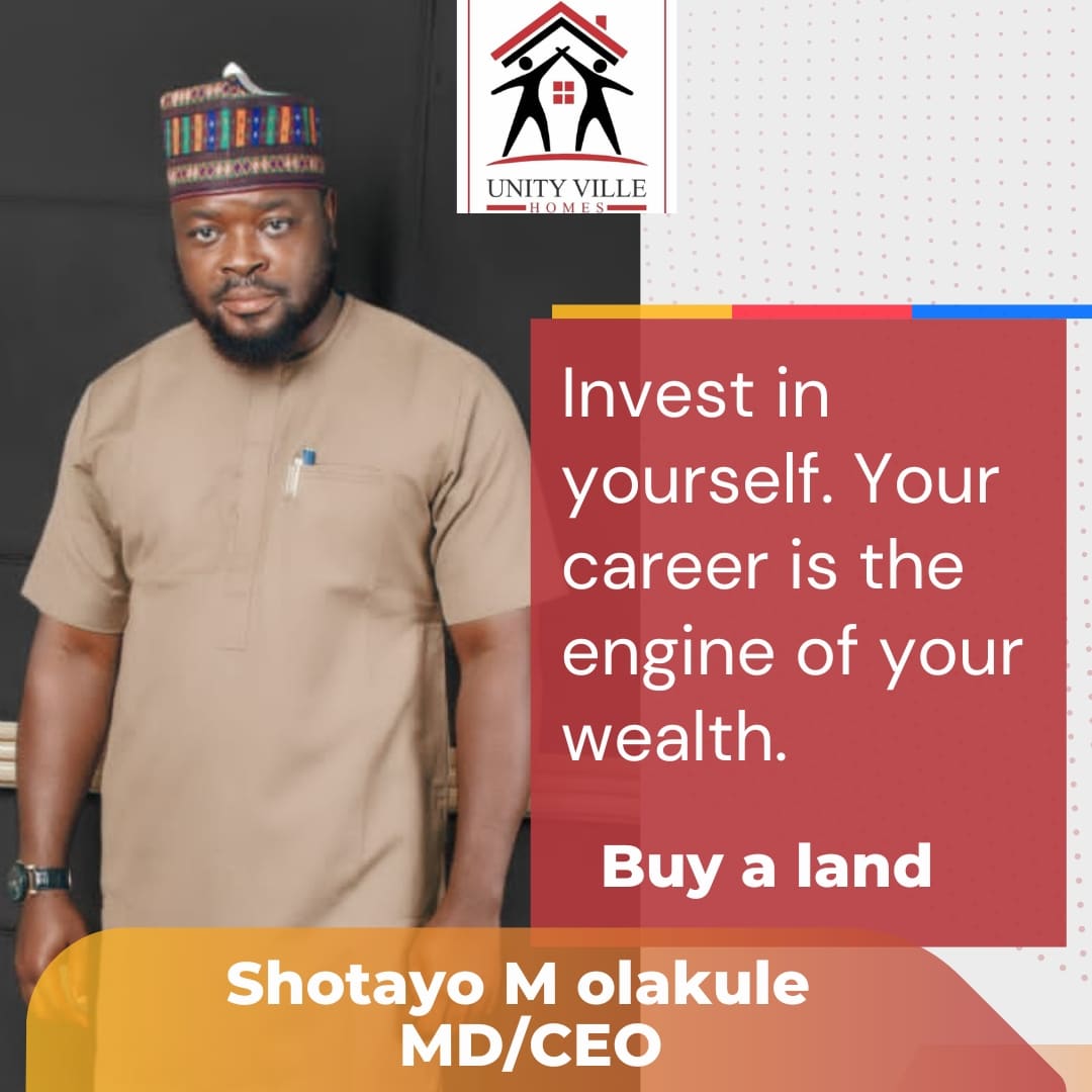 unityvillehomes's tweet photo. Invest in yourself. Your career is the engine of your wealth.
Buy a land
#solutionstorealestate
#Unityvillehomes https://t.co/X73YKJ839k