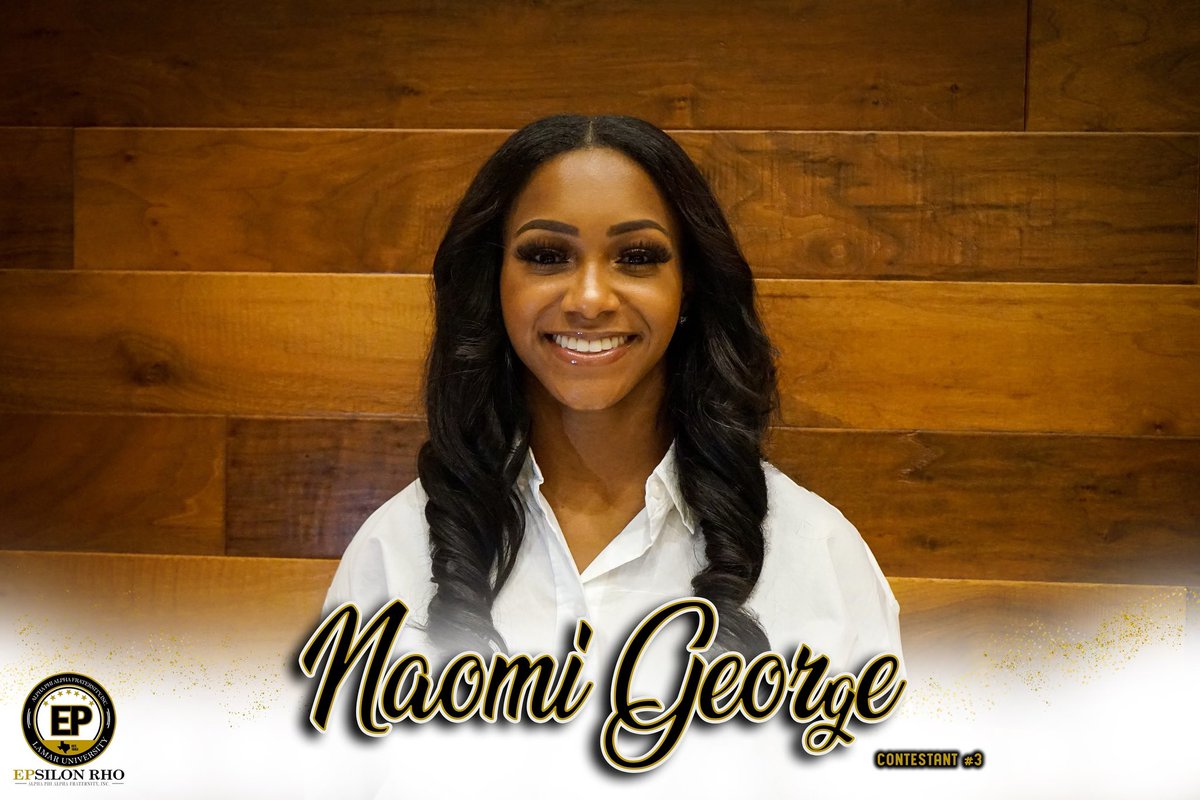 LamarAlphas's tweet photo. Miss Black &amp; Gold Scholarship Pageant- Contestant #3

Naomi George was born in Lake Charles, Louisiana and raised in Missouri City, Texas.  She graduated from Lamar Institute of Technology and is currently a junior at Lamar University pursuing a degree in University Studies. https://t.co/5jQgymivTt