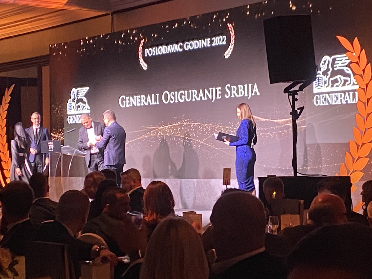 DNisavic's tweet photo. Poslodavac godine Generali Osiguranje Srbija @GENERALI
@menadzerSAM
#SAMGALA https://t.co/gPJFh9w6dc