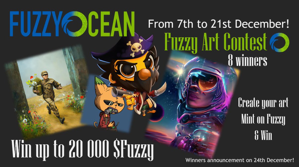 Still time to enter the @FuzzyOcean art contest 🖼

Head over to FuzzyOcean.com to get started.

#NFT #NFTS #ART #PHOTOGRAPHY #NFTCommunity