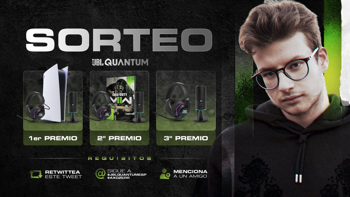 SORTEAXO ⚡️

Mis amigos de <a href="/JBLQuantumESP/">JBL Quantum ESP</a> se han adelantado a la Navidad con una PS5, CoD Vault edition y MUCHO PRODUCTO para tres de vosotros. Para participar:

🔁 RT este Tweet.
✅ Sigue a <a href="/JBLQuantumESP/">JBL Quantum ESP</a> y a mi.
🗒️ Menciona a un amigo.

SORTEO MUNDIAL. Ganadores el 27/12. 🍀