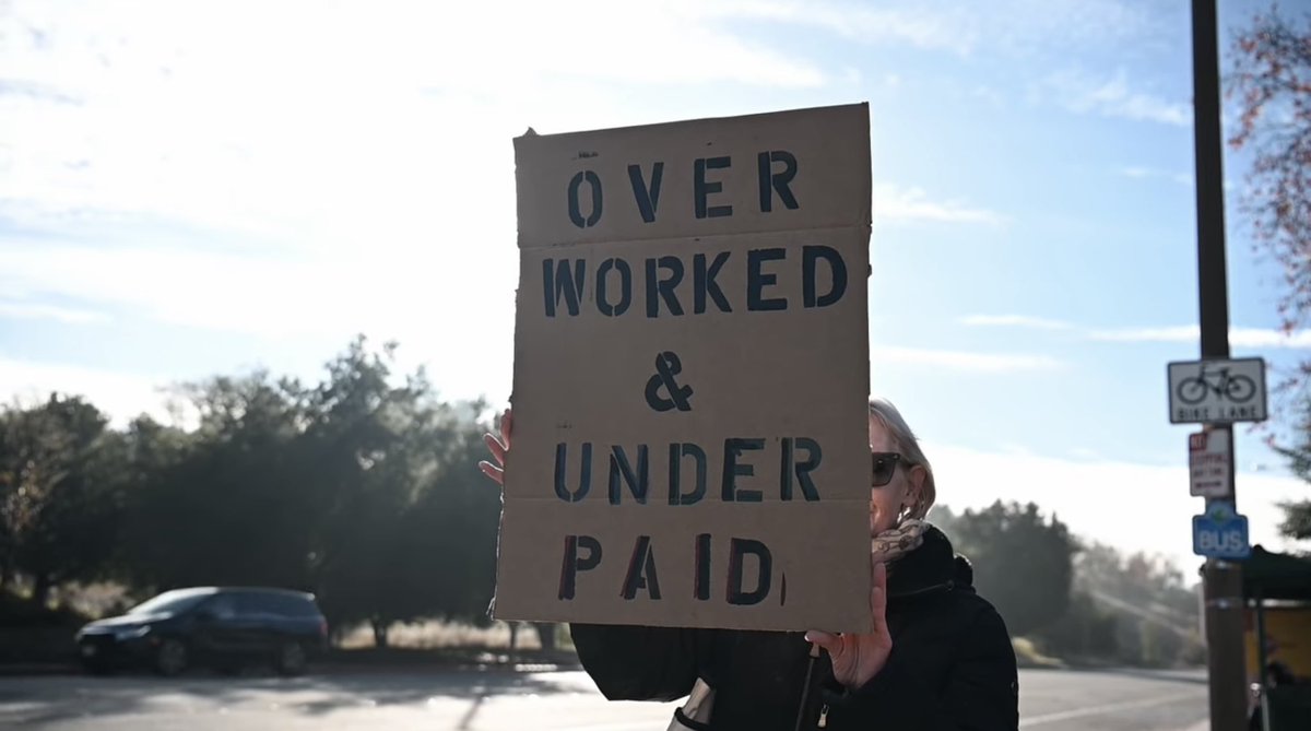 We are on strike because adjunct faculty living at the poverty level cannot afford a year without a pay increase!