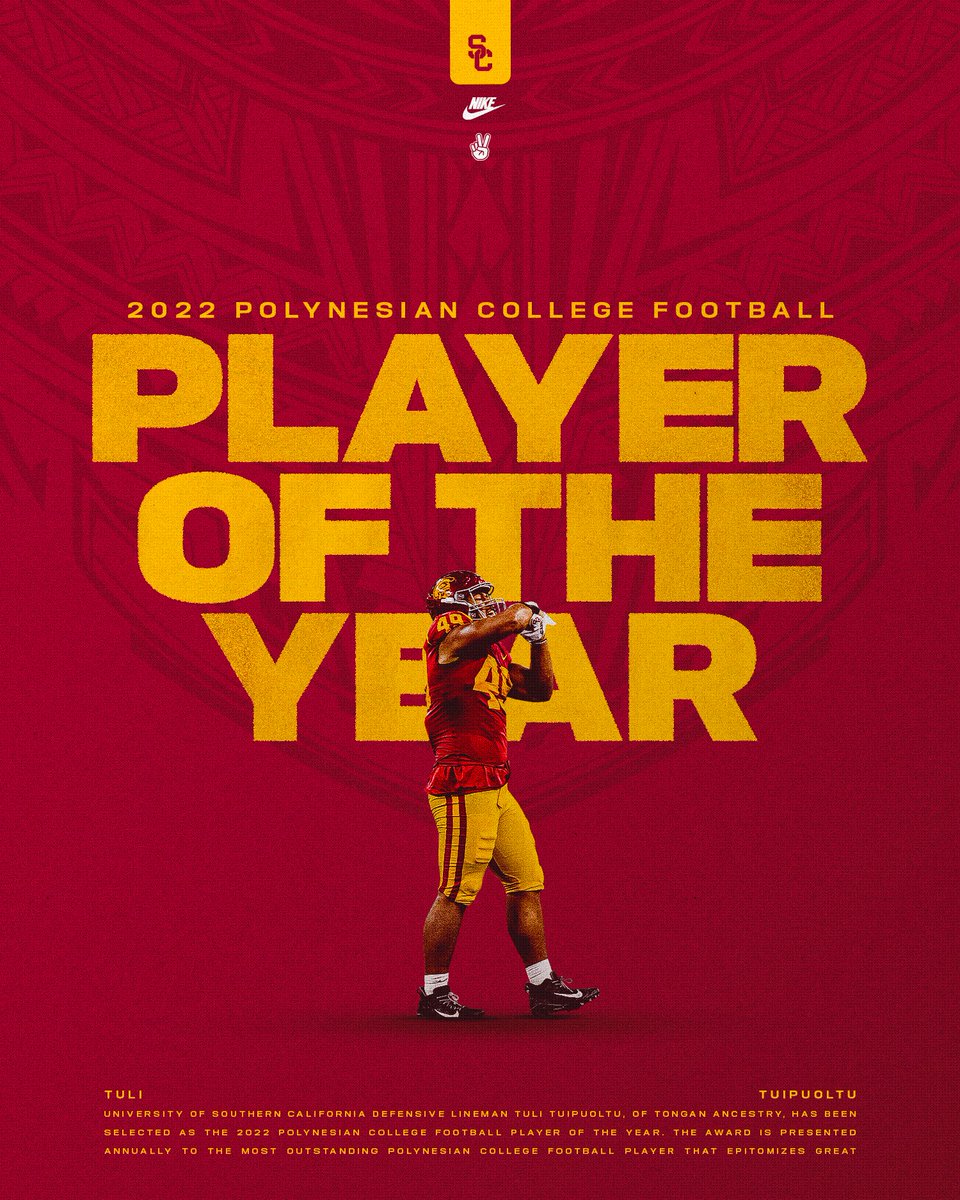 That's why they call him... TULI! Congrats on being named the 2022 Polynesian College Football Player of the Year! @TuipulotuTuli 😤✌️