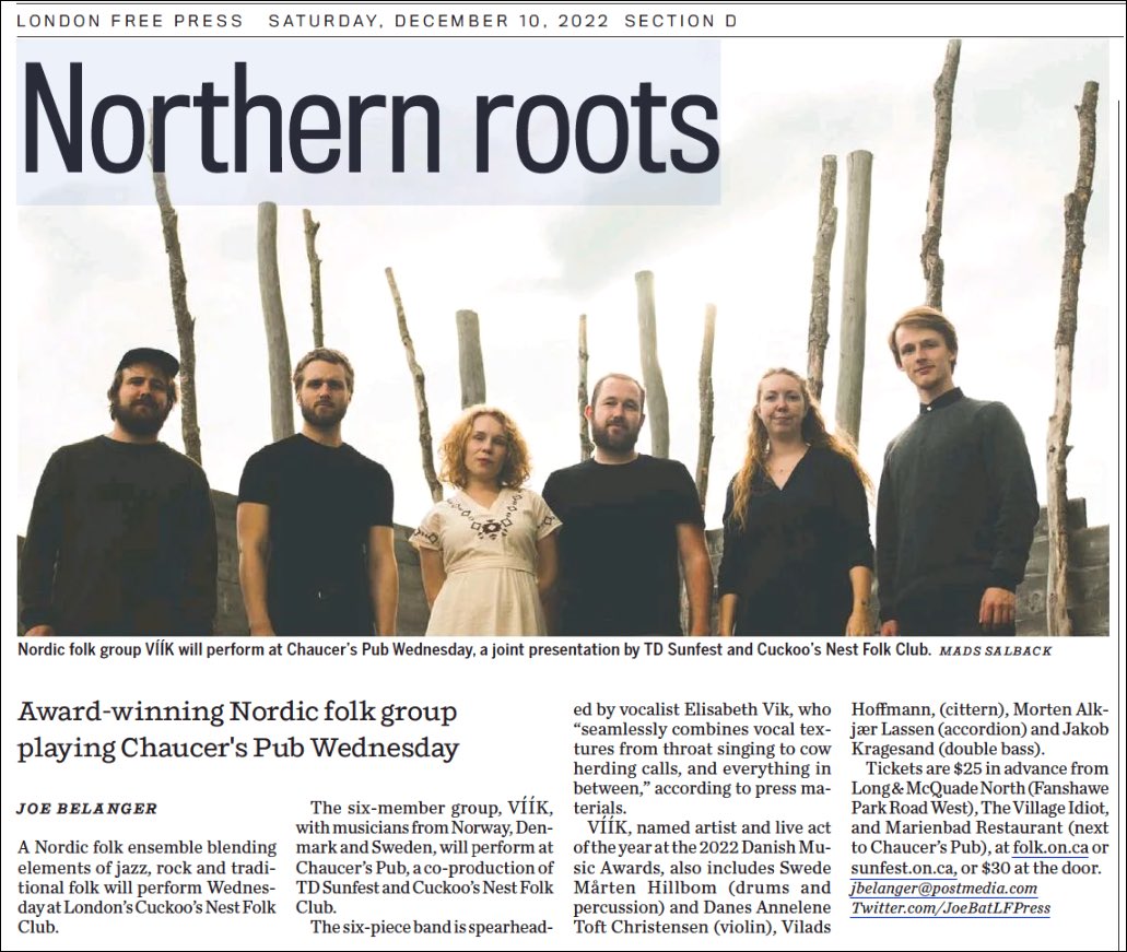 ✨TOMORROW NIGHT✨

VÍÍK
Dec 14 | 7:30PM Chaucer’s Pub

Check out the <a href="/LFPress/">London Free Press</a> story on tomorrow night’s artists!
lfpress.com/entertainment/…

Grab your tickets 🎟: sunfest.on.ca/viik/

#LdnOnt #Folk #FolkMusic #LiveMusic #519London #519Music #ChaucersPub #Sunfest #LFPress