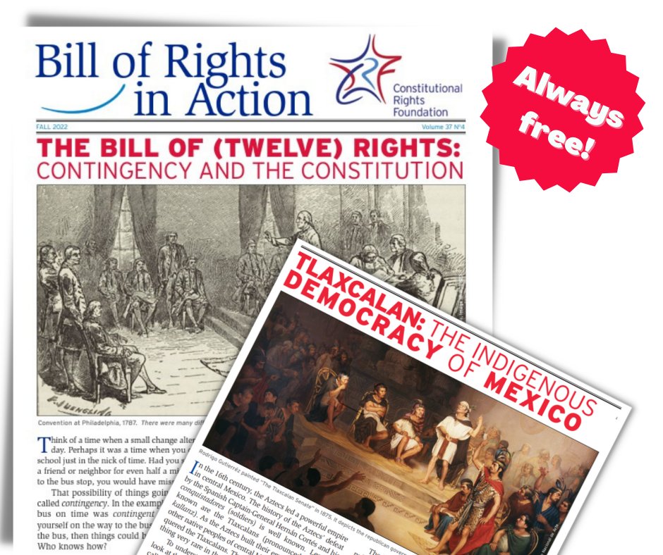 Teach Democracy (@_teachdemocracy) on Twitter photo New #BRIAmag available for free download! For #BillofRightsDay (Dec. 15) we present "The Bill of (Twelve) Rights: Contingency and the Constitution" by Emily Brooks in partnership with <a href="/NYPLEducators/">NYPL Center for Educators and Schools</a>! Also in this issue: Tlaxcalan: The Indigenous Democracy of Mexico #sschat New #BRIAmag available for free download! For #BillofRightsDay (Dec. 15) we present "The Bill of (Twelve) Rights: Contingency and the Constitution" by Emily Brooks in partnership with <a href="/NYPLEducators/">NYPL Center for Educators and Schools</a>! Also in this issue: Tlaxcalan: The Indigenous Democracy of Mexico #sschat