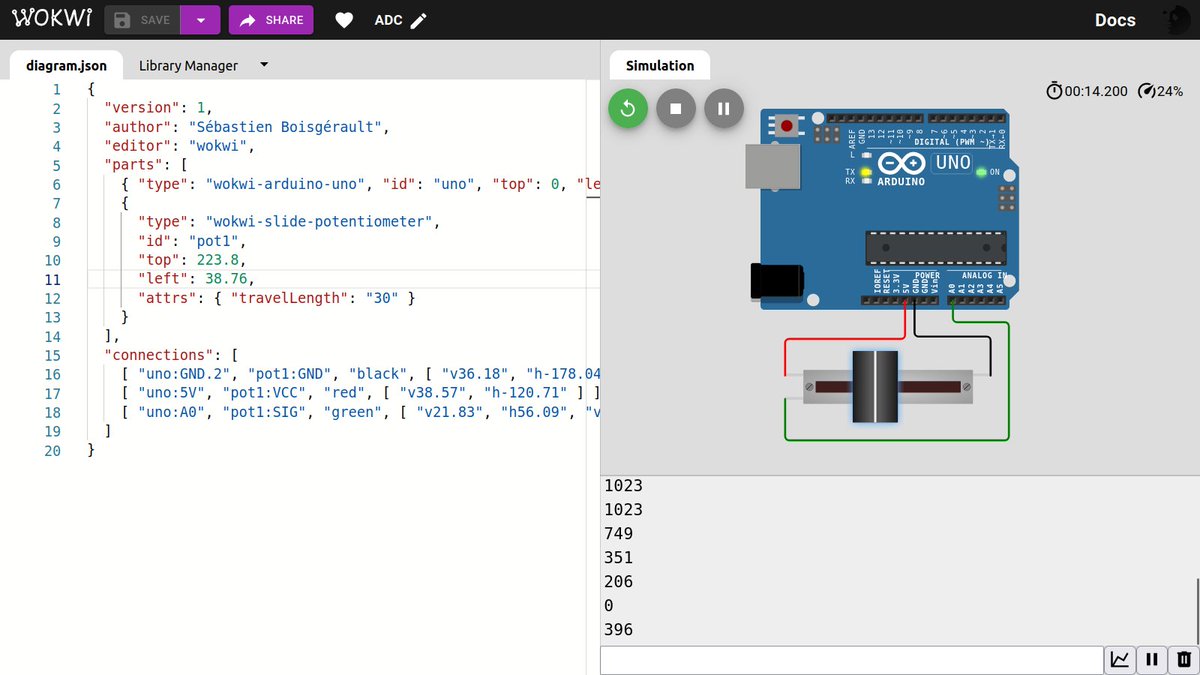 boisgera's tweet image. The #Wokwi online Arduino simulator has been a life-saver. The #Tinygo language is not supported, but you can:
1. 💻 Compile your program locally,
2. 🚀 Upload your HEX file,
3. 💸 Profit!
✨ Works like a charm! 🙏 Thanks a lot @WokwiMakes!