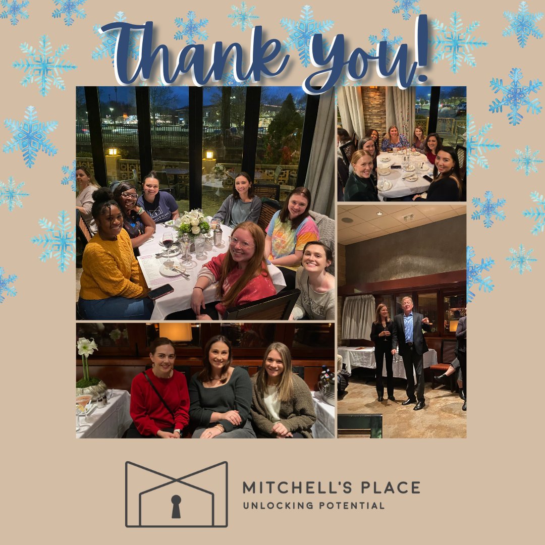 Thank you to Nancy and Allen Meisler for a wonderful staff holiday party. We appreciate all you both do for us at Mitchell's Place!💙