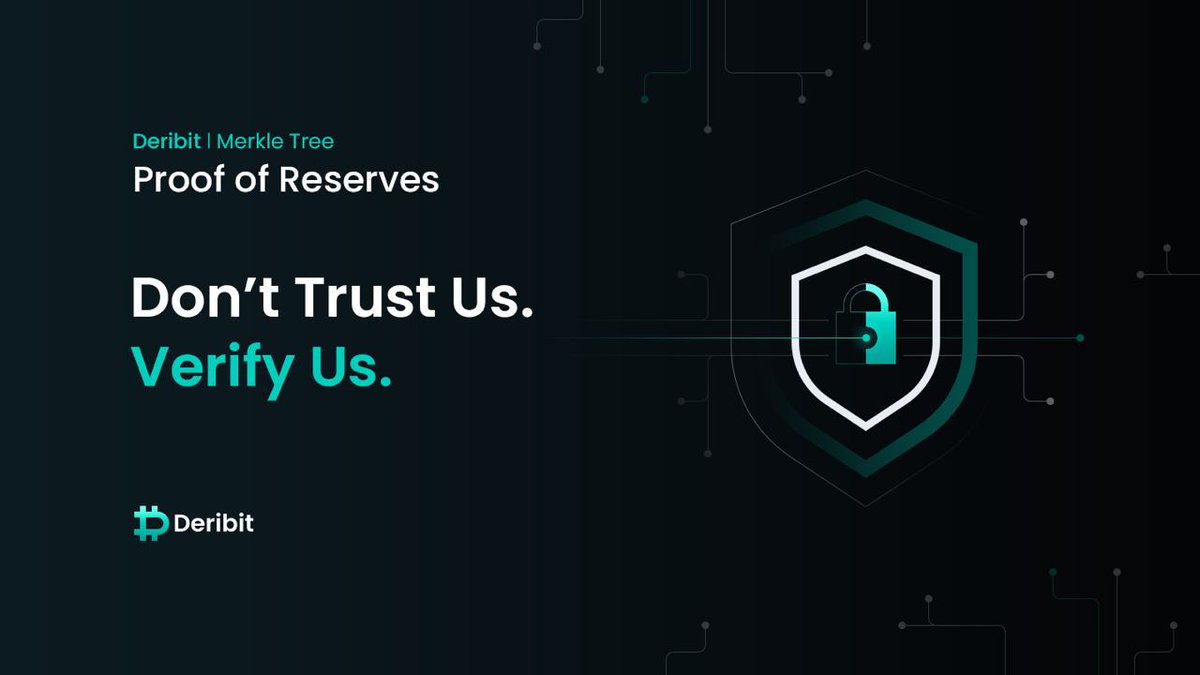 DeribitOfficial's tweet photo. 🛡️🛡️🛡️Deribit Proof of Reserves 🛡️🛡️🛡️

1/5 We have just released a new functionality allowing all clients to verify their assets to be included in our overall reserves. 🧵 https://t.co/YKOtGrrkFT