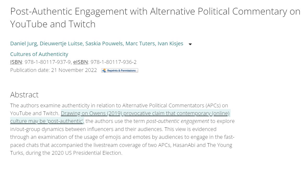hautepop's tweet photo. Ok wow, people are writing entire academic papers in response to my 2018 "post-authenticity" essay
https://t.co/1evXOHRbTx https://t.co/UUsrm7jTWX