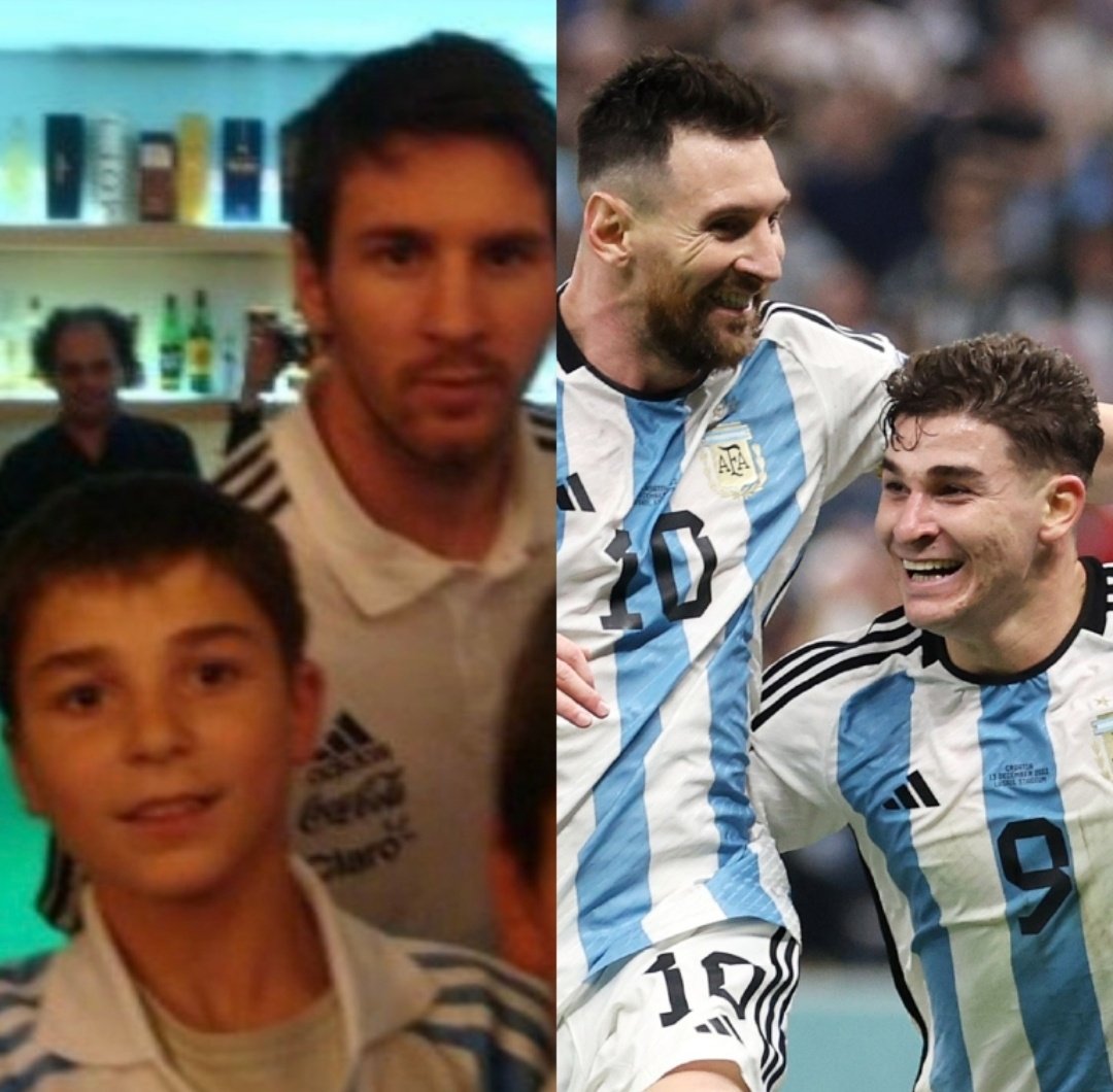 El que vio a Messi llegar a la final de Brasil 2014, hoy acaba de marcar junto a Lionel Messi en la semifinal de Qatar 2022. Julián Álvarez logró su  SUEÑO.