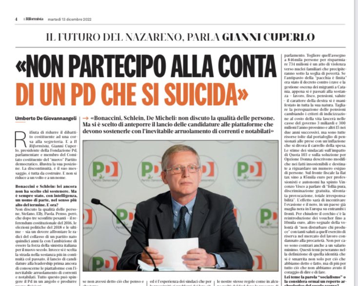 scanagatti's tweet photo. Come dare torto a @giannicuperlo ?Doveva essere un congresso costituente ma finora è una corsa a costituire gruppi a sostegno delle candidature. E così, nell’attesa che gli 87 (ottantasette!) del comitato si mettano d’accordo sui contenuti, si rischia di rompere il contenitore. https://t.co/FKdwjy1eB6