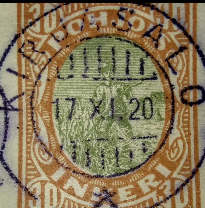 stampblog's tweet photo. Another space filled 😃 like most used Nort Ingria #stamps this is likely not genuine #postal usage. The cancelling device was stolen for 4 years after war, and was used to favor cancel a lot of the remainders that international stamp dealers had bought. #philately https://t.co/dI2fegImtC