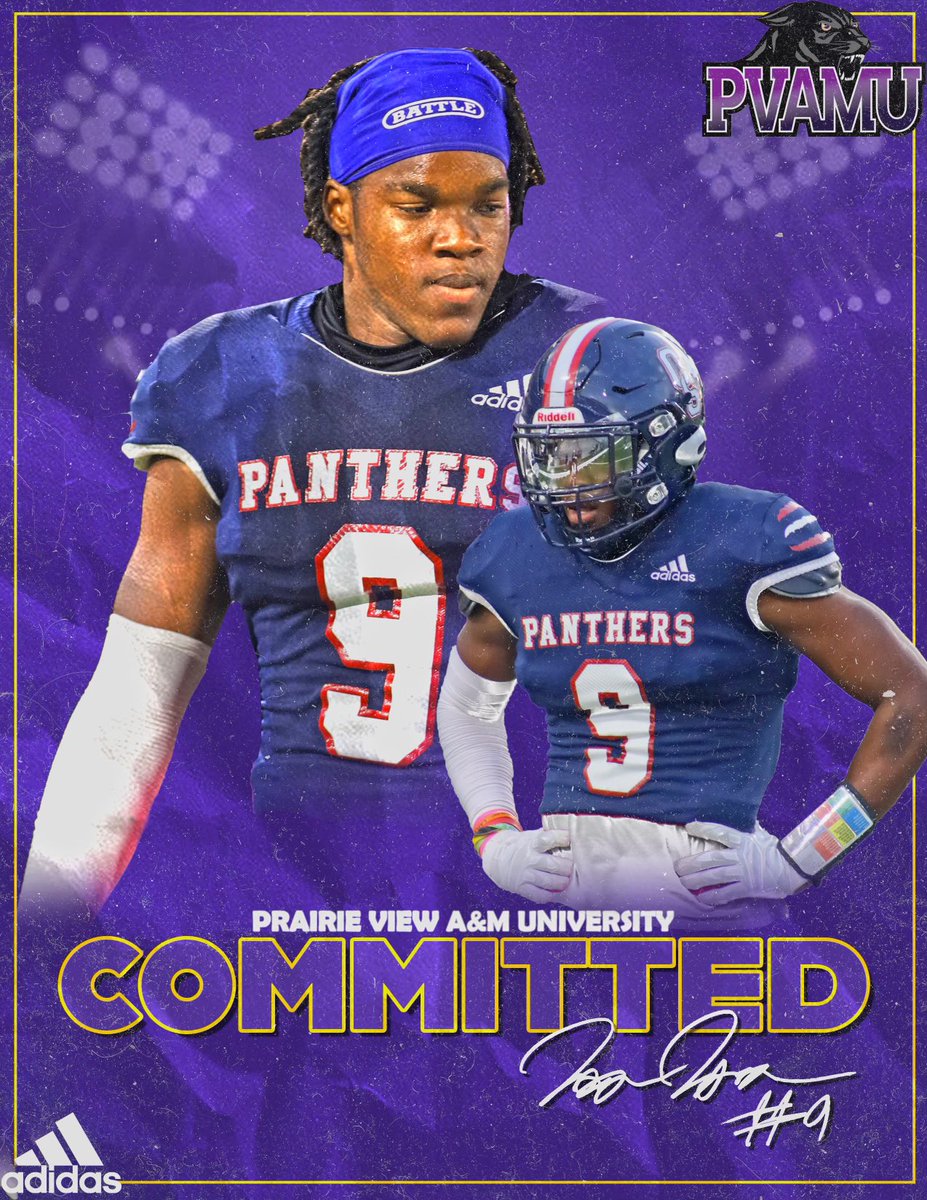 After a long awaited decision I will be taking my talents to Prairie View A&amp;M University 🟣🟡!!!!
<a href="/AlvinFosselman/">Coach Alvin Fosselman III</a> <a href="/COACHAGREEN/">Ashton N. Green</a> #BOOMSQUAD