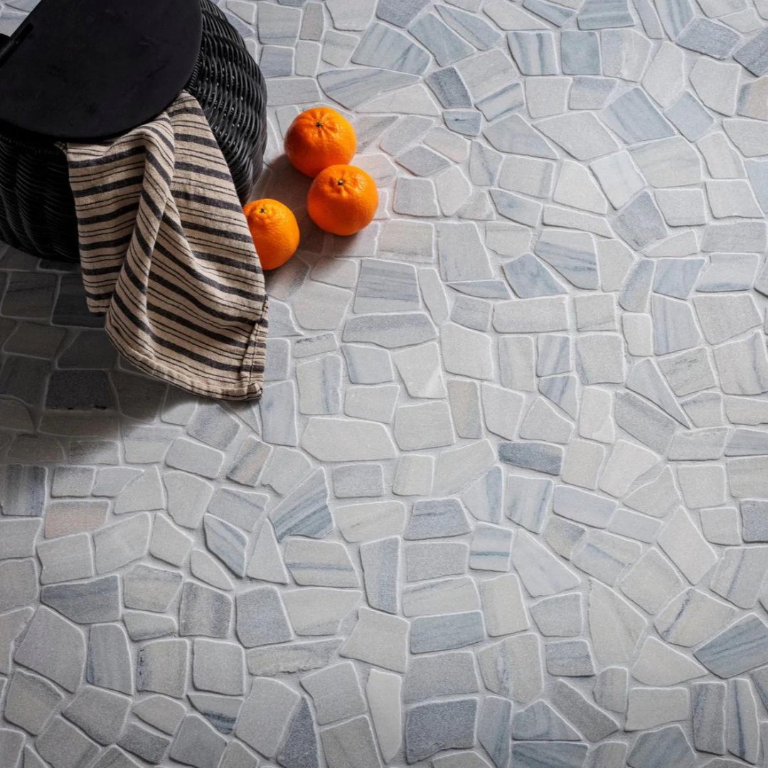 Irregular pieces of slightly tumbled stone are pieced together by master craftsmen to create a truly individual mosaic that interlocks seamlessly.

#tiletuesday #floortile #islandstonetile #islandstone #tileadventure