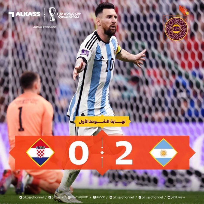 TTajuree's tweet photo. Half-time 🇦🇷 🆚 🇭🇷 semi final 2022 World cup Qatar https://t.co/U8jgqQCP8Z