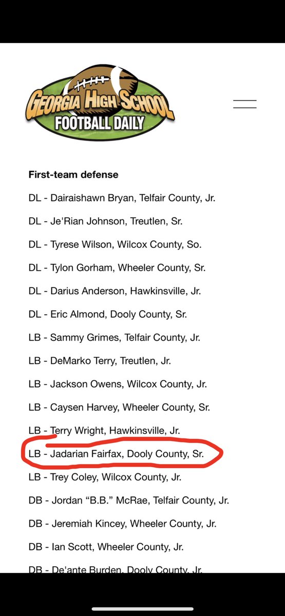 Blessed to be named to the All-Region 1 team #lastride #senioryear <a href="/NCSA_Football/">NCSA_Football</a> <a href="/ncsa/">NCSA College Recruiting</a> <a href="/RecruitGeorgia/">Recruit Georgia</a> <a href="/THEREAL_BOBCATS/">DOOLY COUNTY BOBCATS</a> <a href="/coach_wwright/">Will Wright</a>