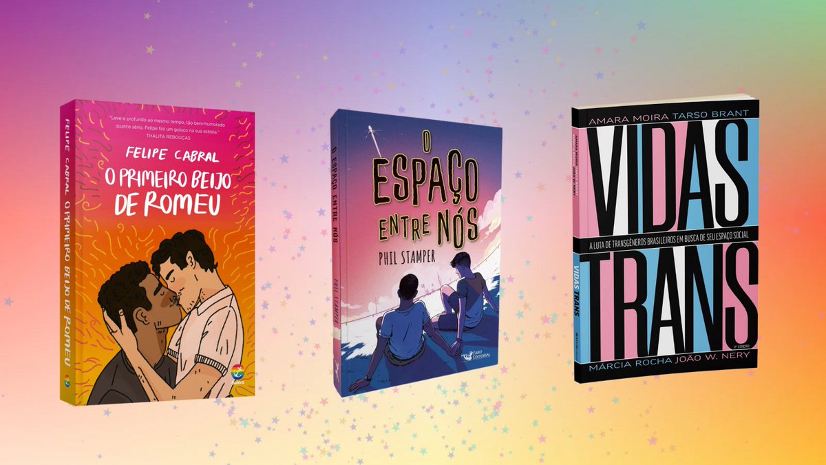 🌈SORTEIO!!🏳️‍⚧️ Com o ebook do Aquiles vindo aí, quero dar um “O primeiro beijo de Romeu” autografado + brindes! E aproveitando… vão ter mais 2 livros sorteados: “O espaço entre nós” e “Vidas Trans”! Pra participar, é só:

1) Me seguir
2) Dar RT nesse post 🥰