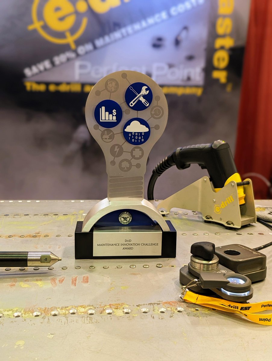 PPEDM's tweet photo. E-Drill was selected as the overall winner for the DoD Maintenance Innovation Challenge here at #DODMS.  Huge congratulations to Jim Becker and Jared Wright for the well-deserved win. Thanks to both of you, E-Drill is finally getting the industry recognition it deserves. #defense https://t.co/PYTTnDScQi