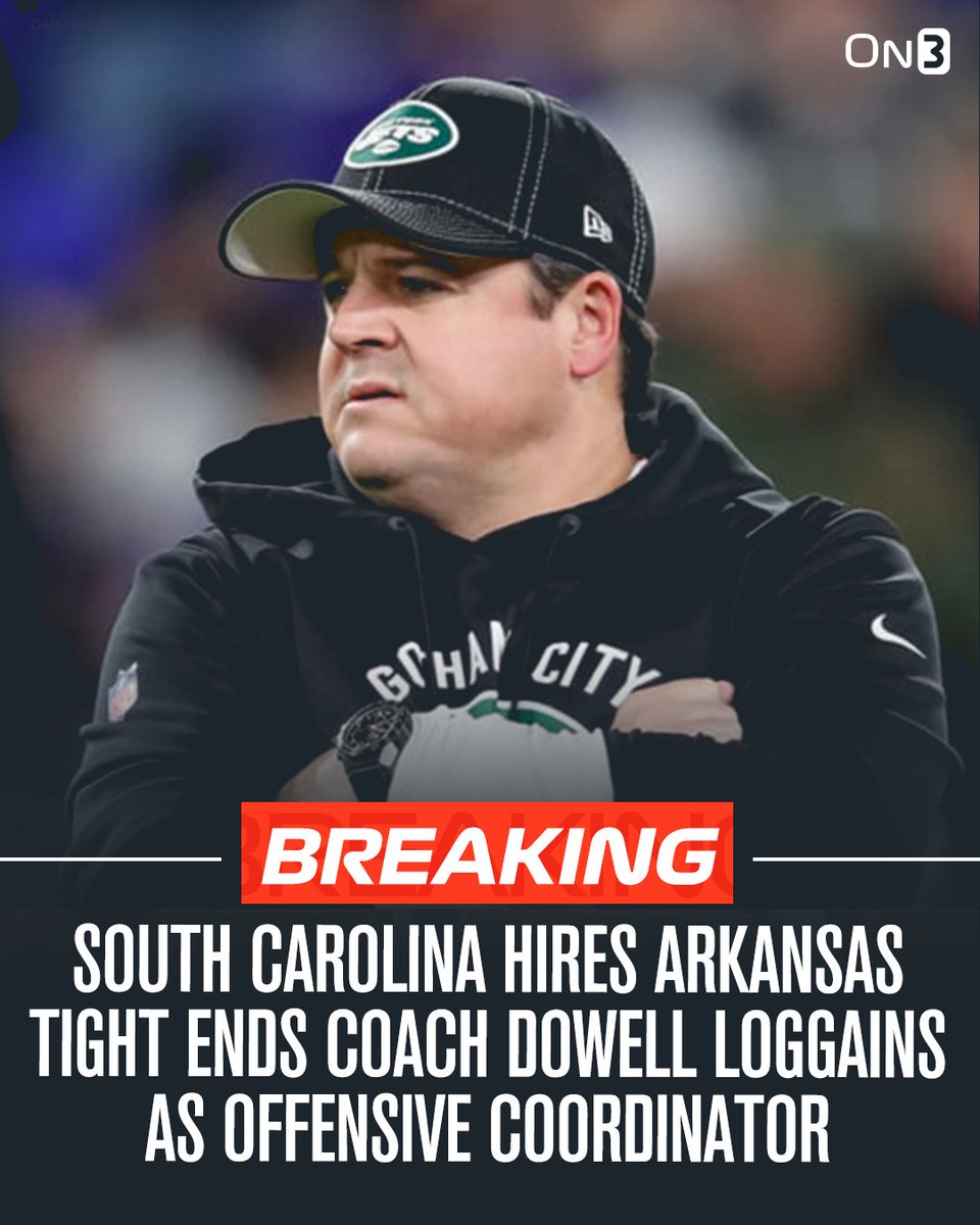 On3's tweet photo. South Carolina announced the hiring of Arkansas tights ends coach Dowell Loggains as the Gamecocks next offensive coordinator.

More HERE: https://t.co/DE44d3xswJ https://t.co/ZU0mP12w39