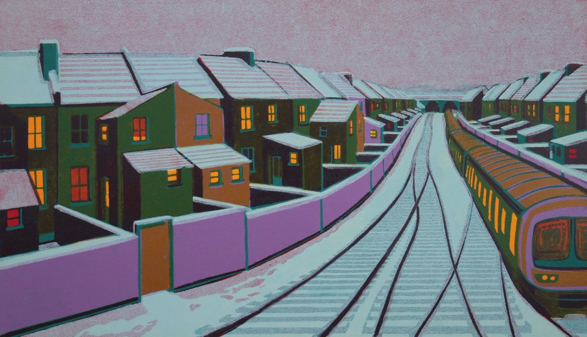 Snow in the Suburbs

linocut
by Gail Brodholt
