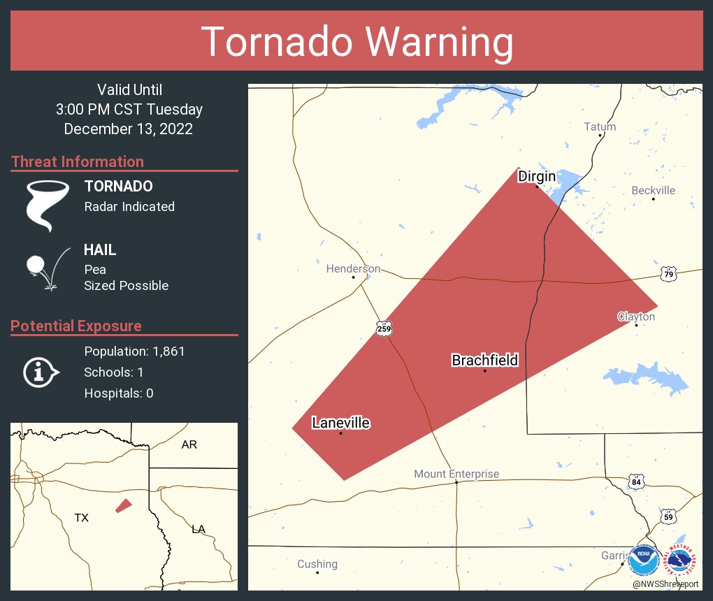 NWS Tornado on Twitter "Tornado Warning including Laneville TX