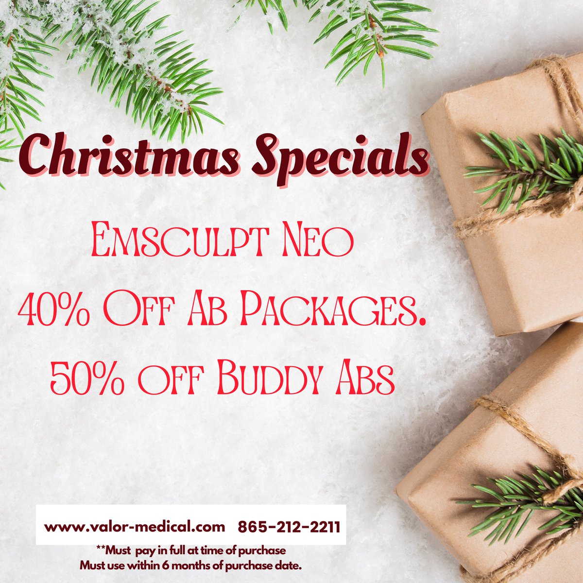ValorMedical1's tweet photo. Perfect gift giving specials going on!!! Everyone wants self care and better health for the Holidays! Call us or visit us online to purchase your gifts, or buy one for yourself!
#knoxvilleweightloss #knoxvillefatloss #wellness #beauty #emsculptneo https://t.co/ZwE1mrpiSL